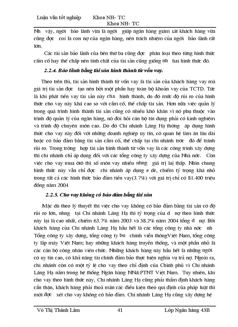 image for page Giải pháp nâng cao hiệu quả bảo đảm tiền vay tại Chi nhánh Ngân hàng Nông nghiệp và Phát triển nông thôn Láng Hạ