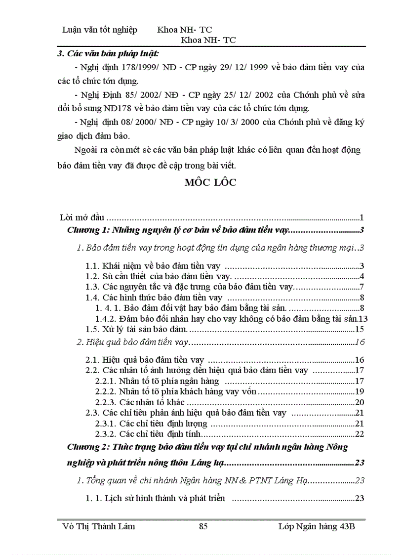 image for page Giải pháp nâng cao hiệu quả bảo đảm tiền vay tại Chi nhánh Ngân hàng Nông nghiệp và Phát triển nông thôn Láng Hạ