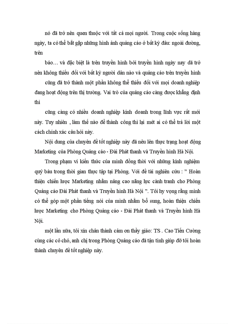 image for page Hoàn thiện chiến lược Marketing nhằm nâng cao năng lực cạnh tranh cho Phòng Quảng cáo Đài Phát thanh và Truyền hình Hà Nội