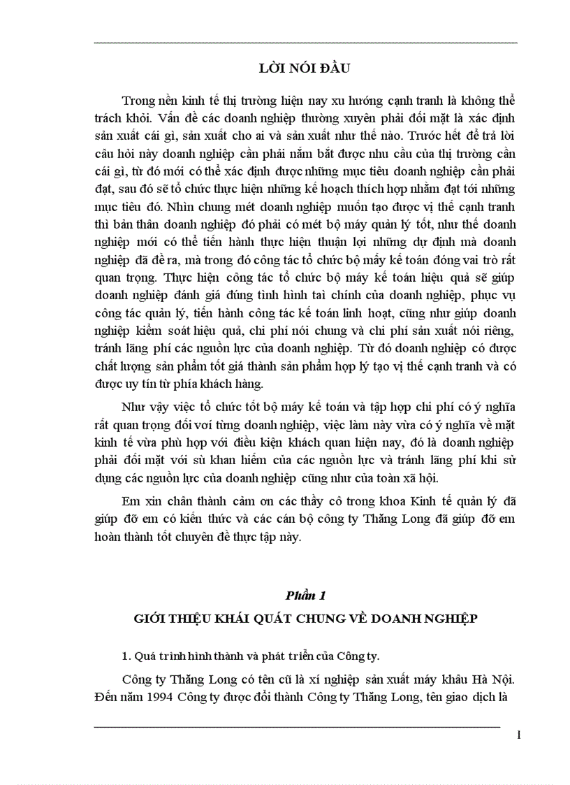 image for page Thực hiện kế hoạch giá thành tại Công ty Thăng Long