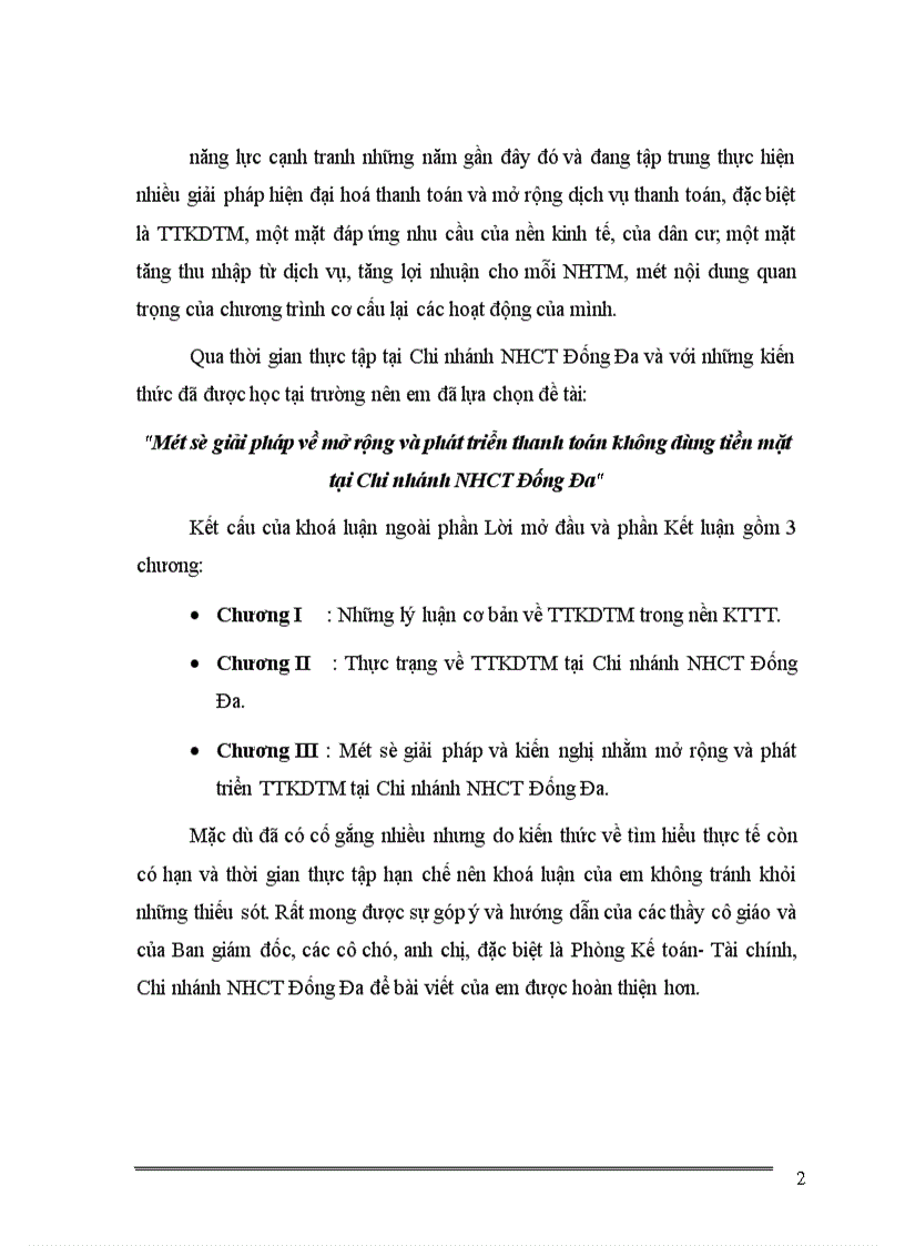 image for page Một số giải pháp về mở rộng và phát triển thanh toán không dùng tiền mặt tại Chi nhánh NHCT Đống Đa