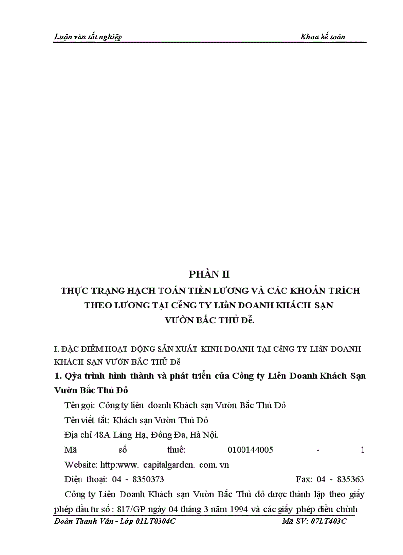 image for page Hoàn thiện kế toán tiền lương và các khoản trích theo lương tại Công ty Liên Doanh Khách Sạn Vườn Bắc Thủ Đô