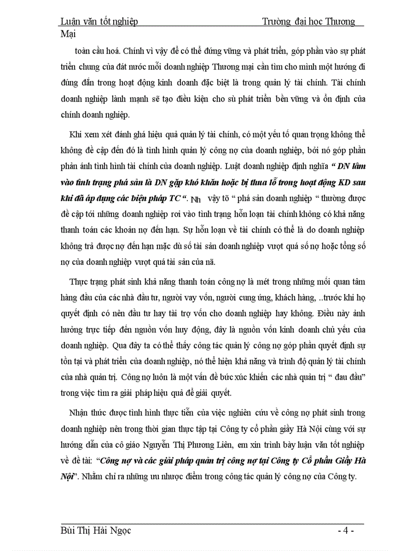 image for page Công nợ và các giải pháp quản trị công nợ tại Công ty Cổ phần Giầy Hà Nội