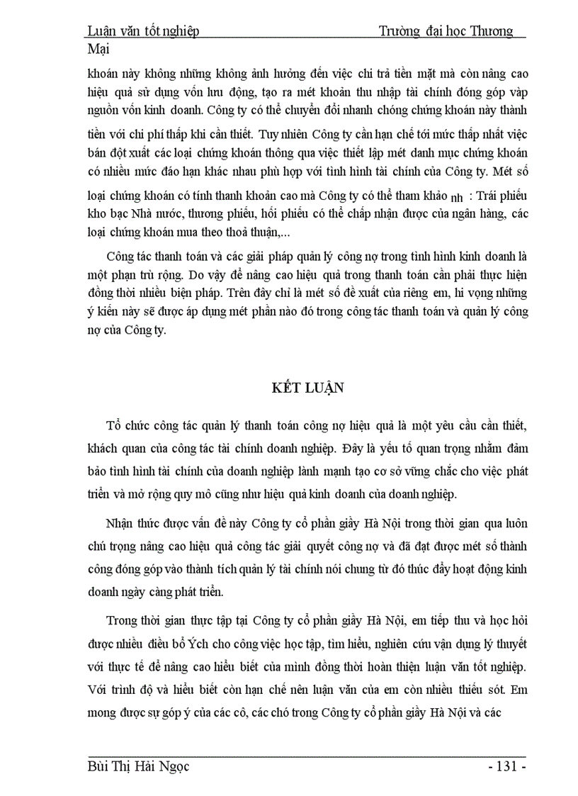 image for page Công nợ và các giải pháp quản trị công nợ tại Công ty Cổ phần Giầy Hà Nội