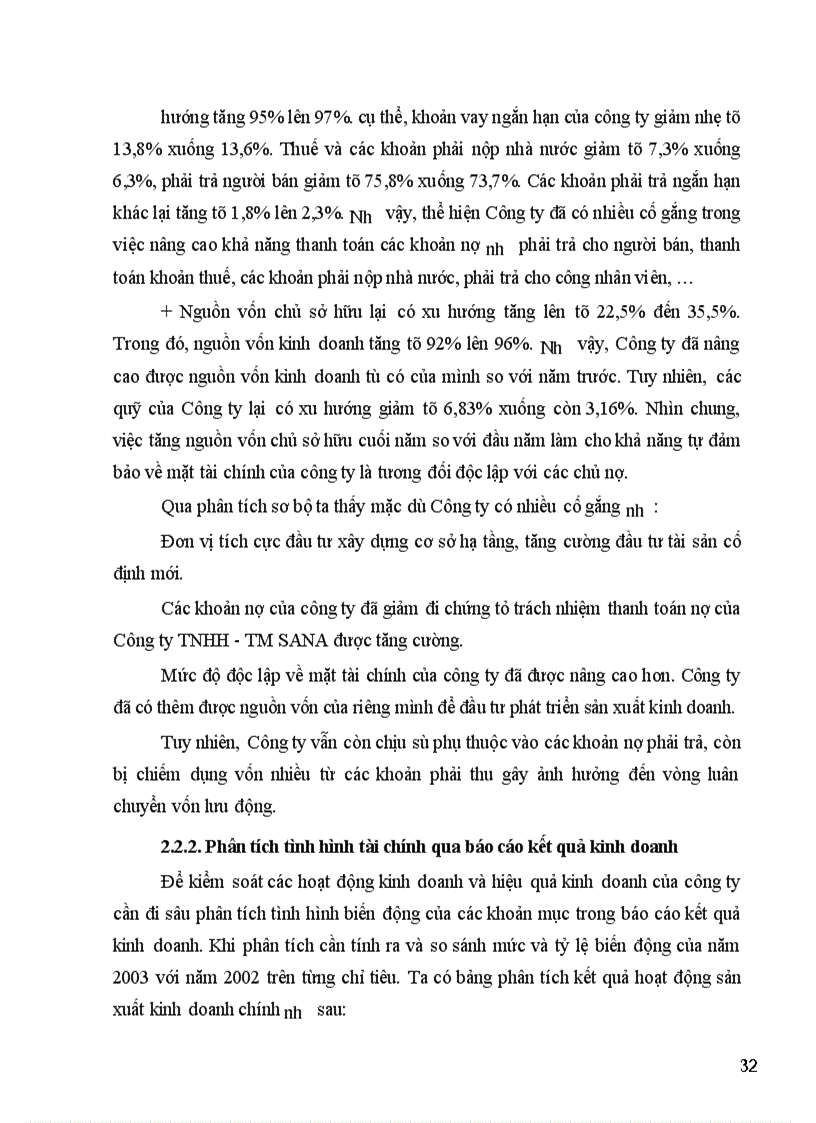 image for page Một số vấn đề phân tích hoạt động tài chính và nâng cao hiệu quả sản xuất kinh doanh ở công ty TNHH - TM SANA