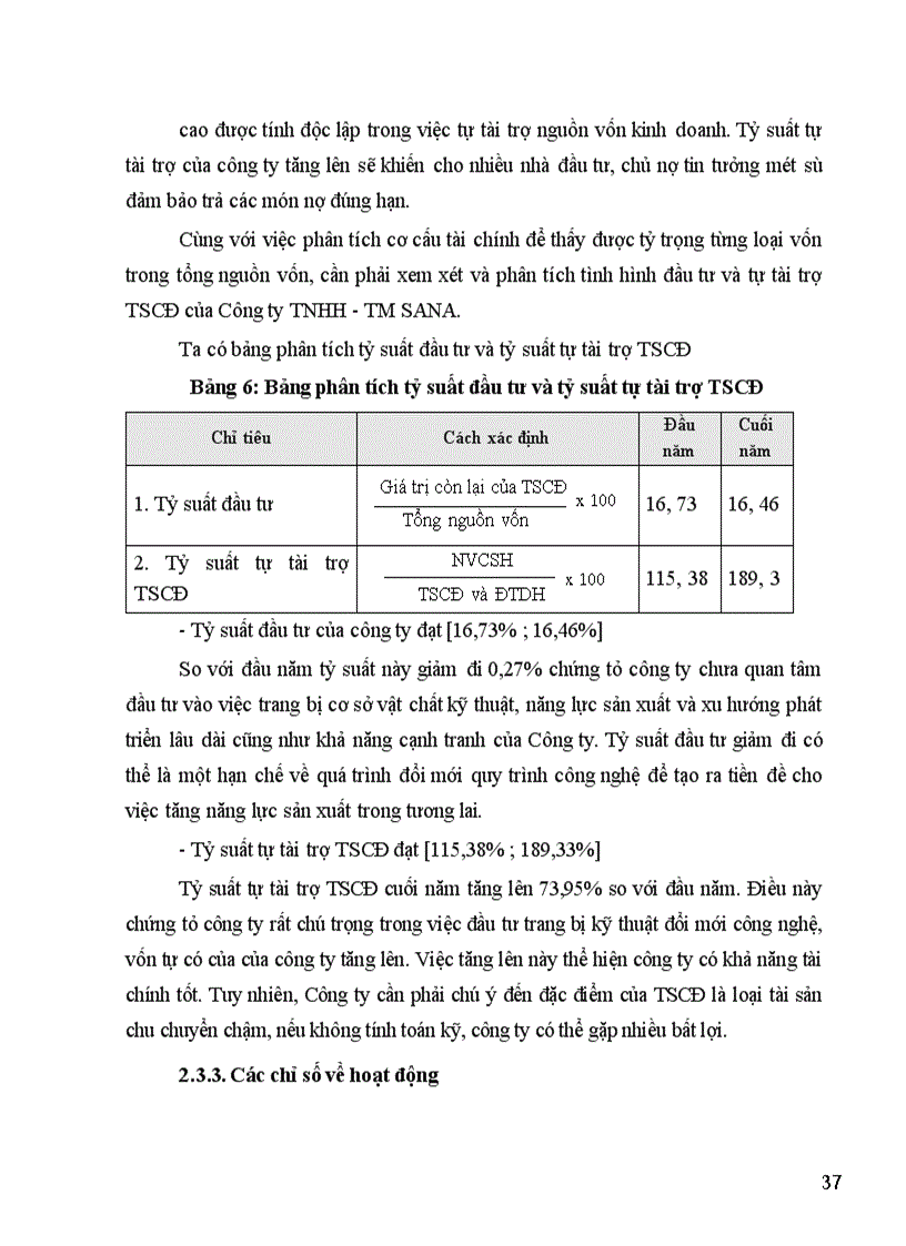 image for page Một số vấn đề phân tích hoạt động tài chính và nâng cao hiệu quả sản xuất kinh doanh ở công ty TNHH - TM SANA