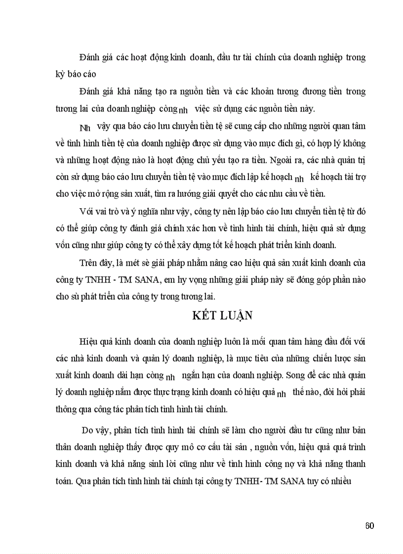image for page Một số vấn đề phân tích hoạt động tài chính và nâng cao hiệu quả sản xuất kinh doanh ở công ty TNHH - TM SANA