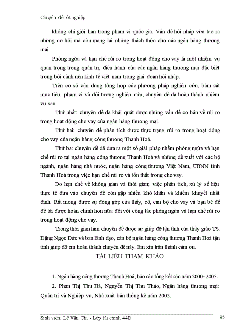 image for page Giải pháp hạn chế rủi ro trong hoạt động cho vay của Ngân hàng công thương Thanh Hoá