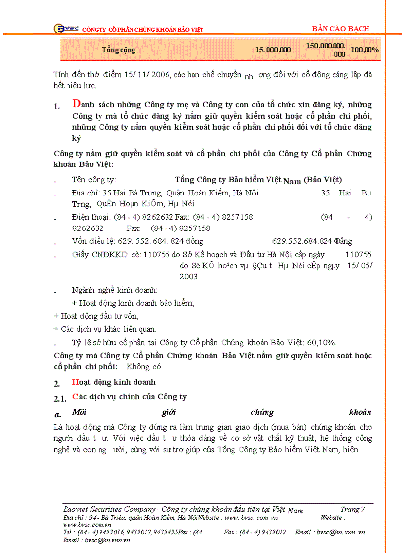 image for page Bản cáo bạch Công ty Cổ phần Chứng khoán Bảo Việt