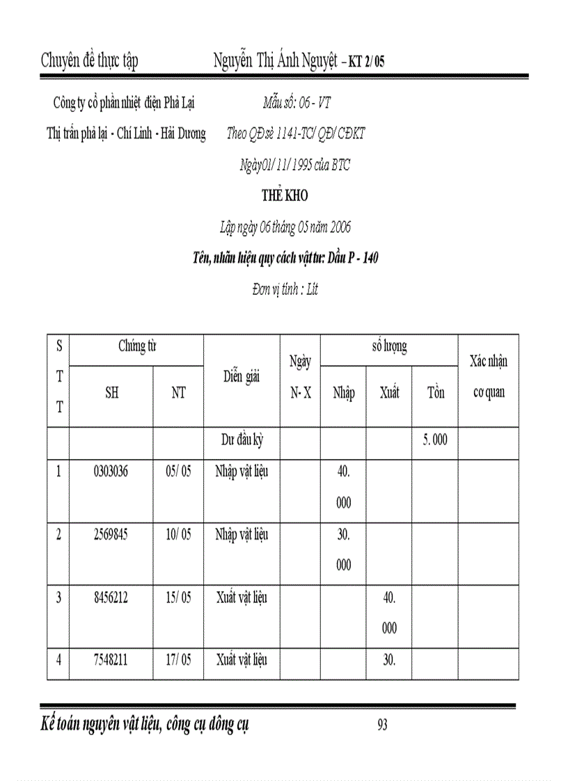 image for page Hoàn thiện công tác kế toán nguyên vật liệu, công cụ dụng cụ tại Công ty cổ phần nhiệt điện Phả Lại.