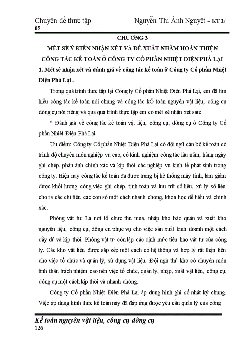 image for page Hoàn thiện công tác kế toán nguyên vật liệu, công cụ dụng cụ tại Công ty cổ phần nhiệt điện Phả Lại.