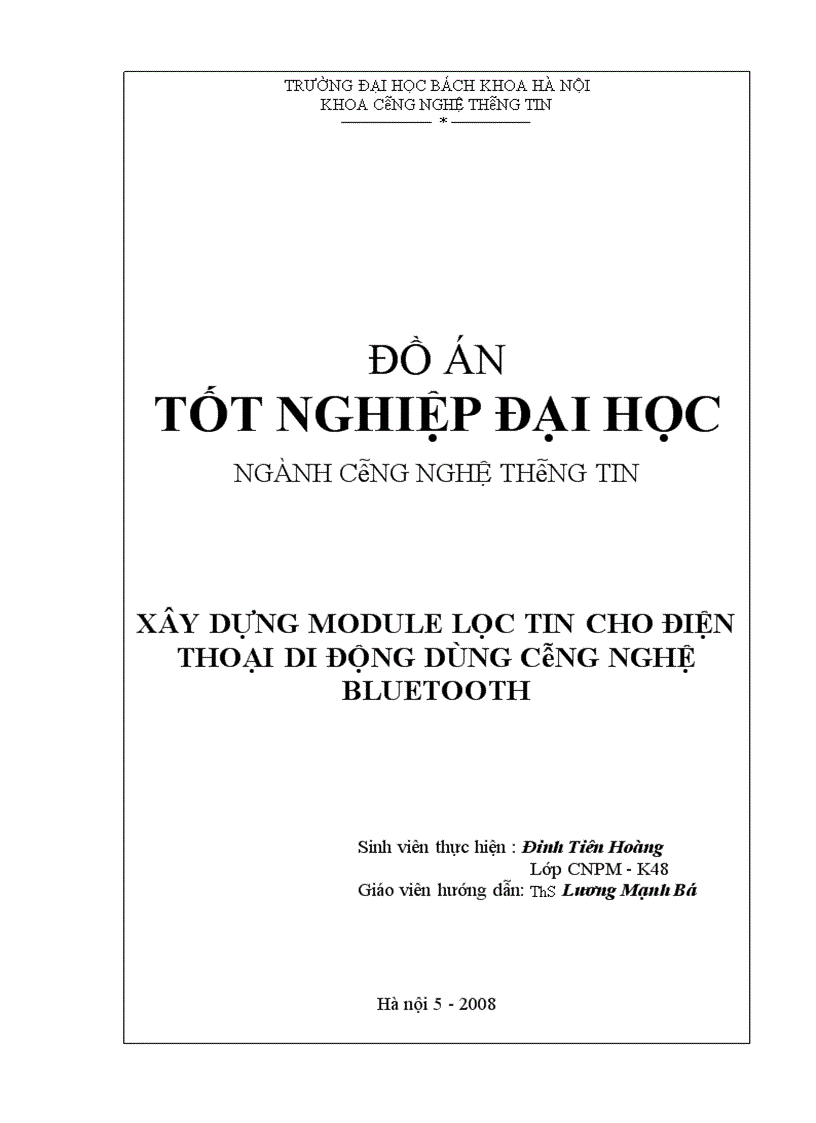 image for page Xây dựng module lọc tin cho điện thoại di động dùng công nghệ bluetooth