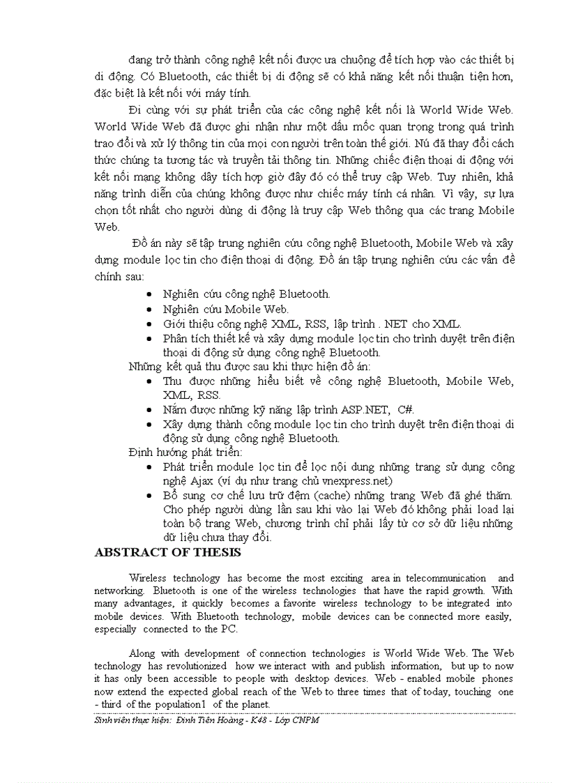 image for page Xây dựng module lọc tin cho điện thoại di động dùng công nghệ bluetooth