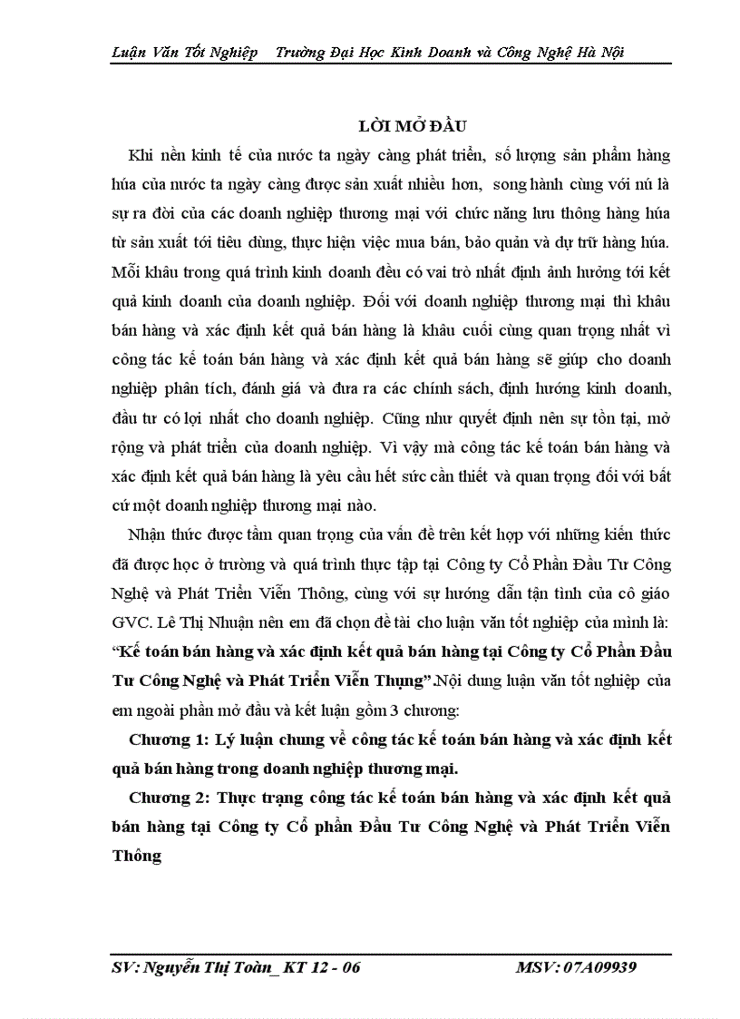 image for page Kế toán bán hàng và xác định kết quả bán hàng tại Công ty Cổ Phần Đầu Tư Công Nghệ và Phát Triển Viễn Thông