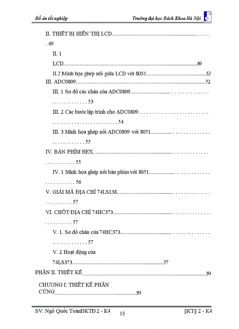 image for page Thiết kế mạch thí nghiệm dùng Vi điều khiển 80C51 phối ghép với thiết bị ngoại vi : LCD, ADC0809, RTC DS12887 và bàn phím số HEX.