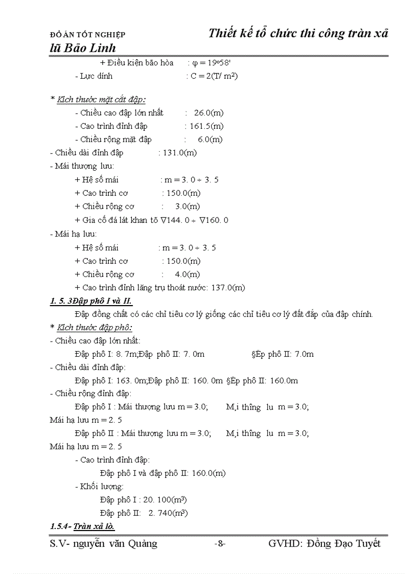 image for page Đồ án tốt nghiệp : Thiết kế tổ chức thi công tràn xả lũ Bảo Linh