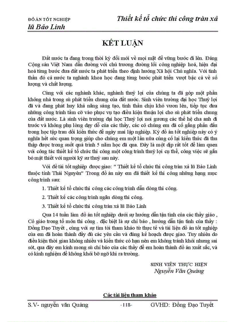 image for page Đồ án tốt nghiệp : Thiết kế tổ chức thi công tràn xả lũ Bảo Linh