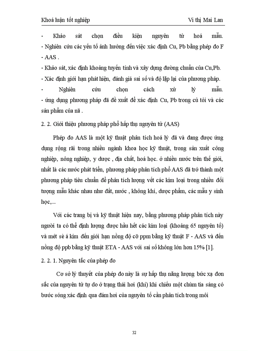 image for page Nghiên cứu ứng dụng phép đo phổ F-AAS phân tích lượng vết Cu, Pb trong tỏi tươi và các chế phẩm từ tỏi