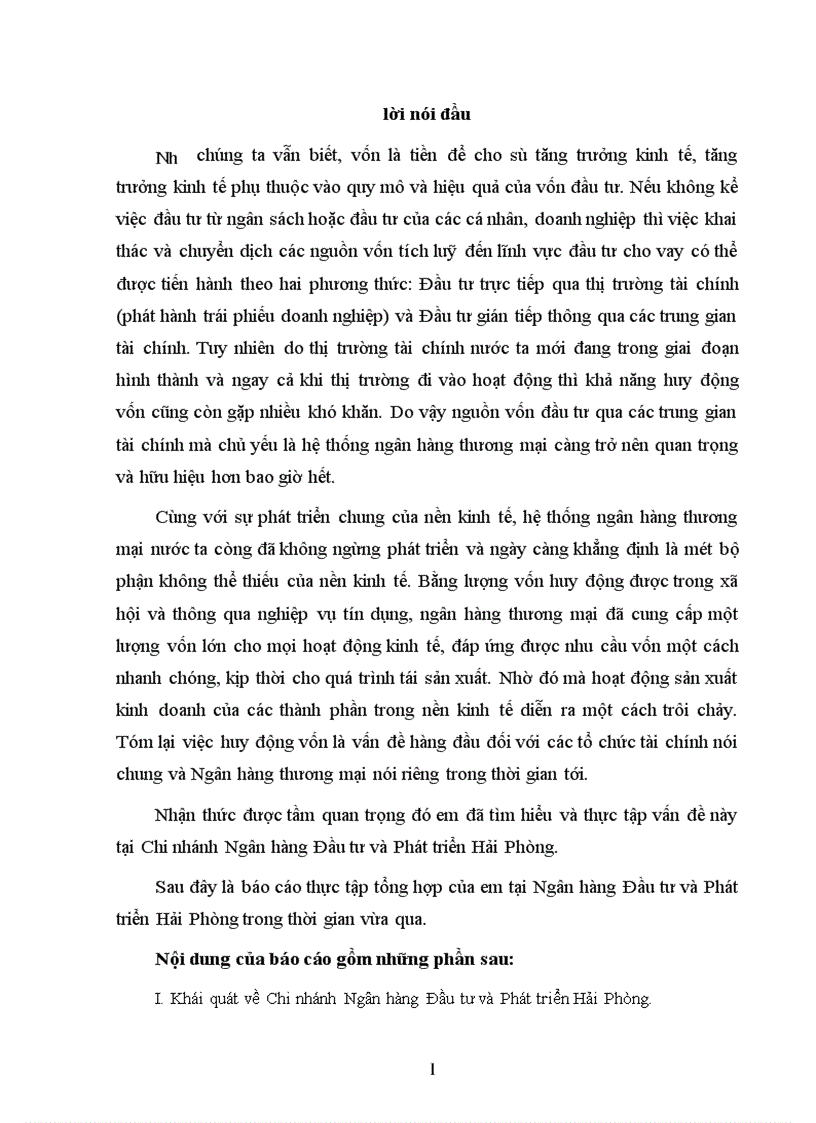 image for page Báo cáo thực tập tại Chi nhánh Ngân hàng Đầu tư và Phát triển Hải Phòng