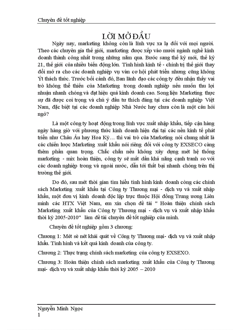 image for page Hoàn thiện chính sách Marketing xuất khẩu của Công ty Thương mại - dịch vụ và xuất nhập khẩu thời kỳ 2005-2010