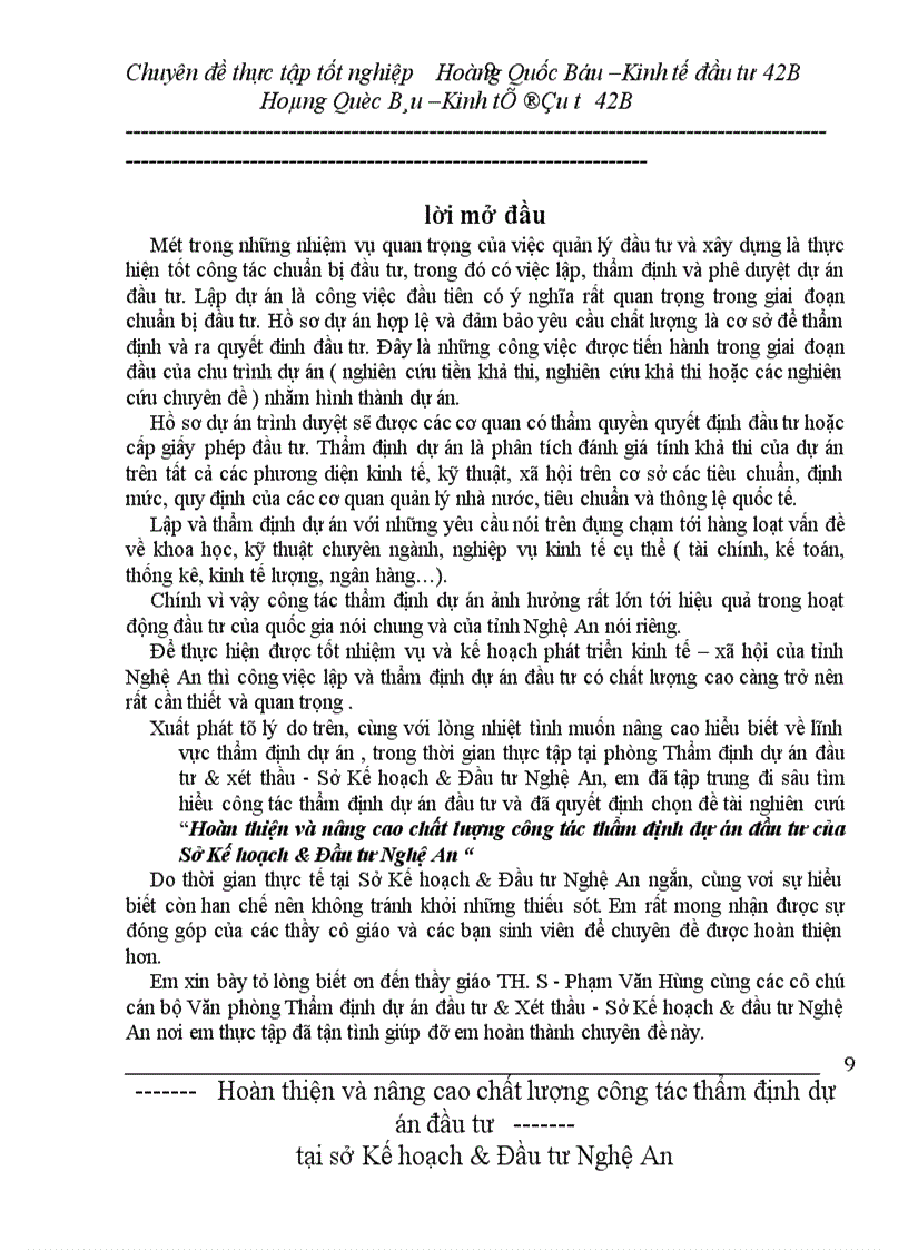 image for page Hoàn thiện và nâng cao chất lượng công tác thẩm định dự án đầu tư của Sở Kế hoạch & Đầu tư Nghệ An