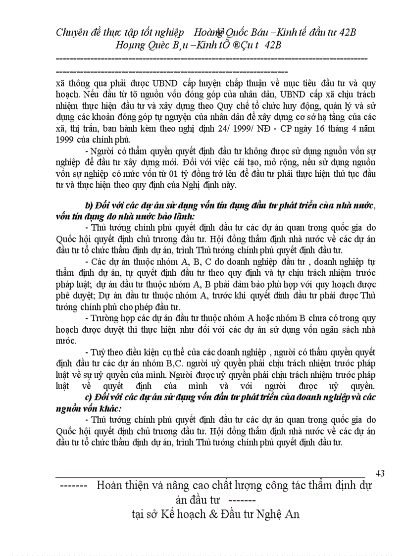 image for page Hoàn thiện và nâng cao chất lượng công tác thẩm định dự án đầu tư của Sở Kế hoạch & Đầu tư Nghệ An