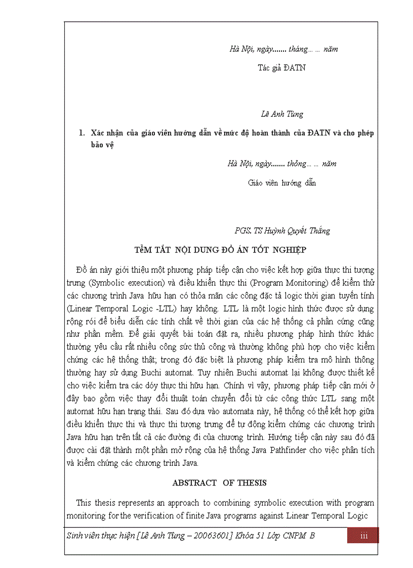 image for page Xây dựng công cụ kiểm chứng mô hình phần mềm kiểm tra các chương trình hữu hạn, dựa trên hệ thống Java Path-Finder