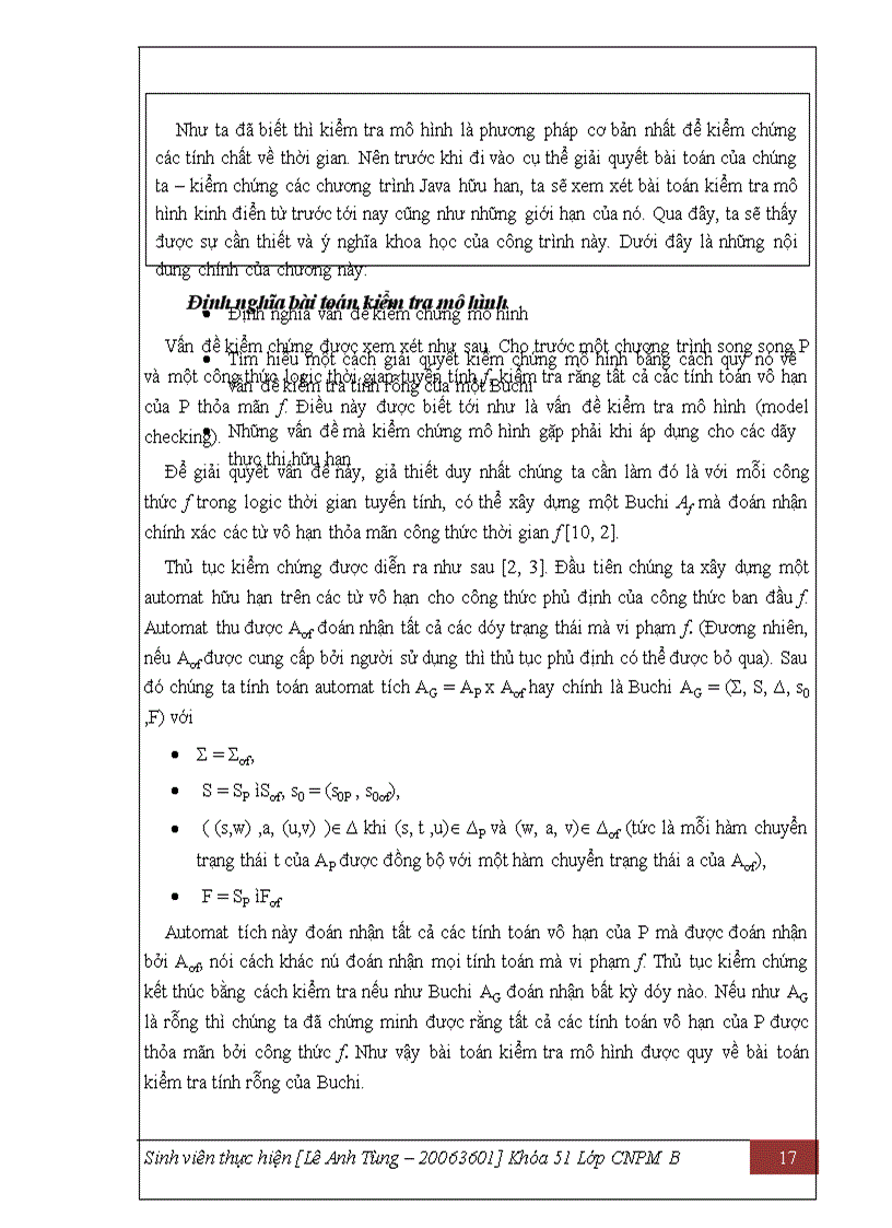image for page Xây dựng công cụ kiểm chứng mô hình phần mềm kiểm tra các chương trình hữu hạn, dựa trên hệ thống Java Path-Finder
