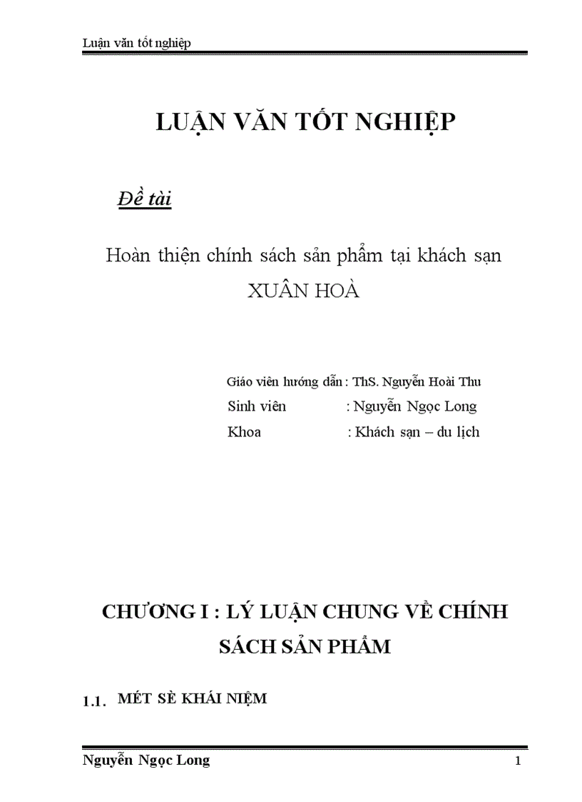 image for page Hoàn thiện chính sách sản phẩm tại khách sạn Xuân Hoà