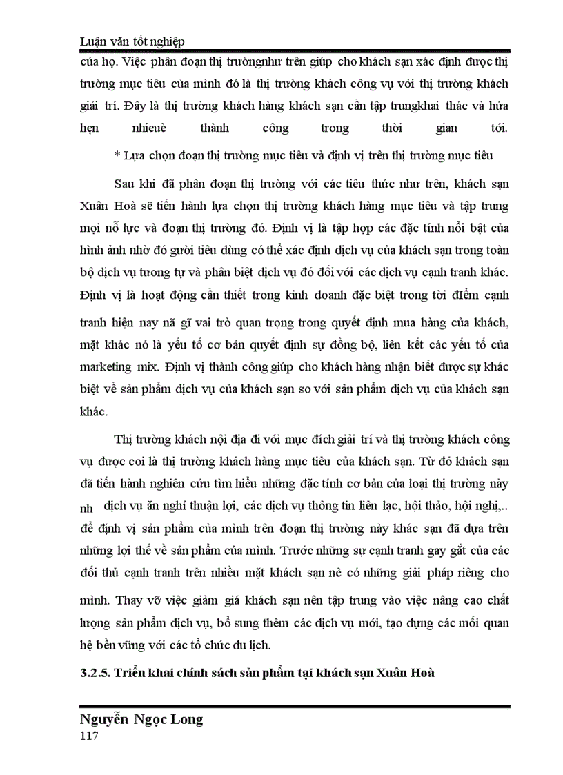 image for page Hoàn thiện chính sách sản phẩm tại khách sạn Xuân Hoà