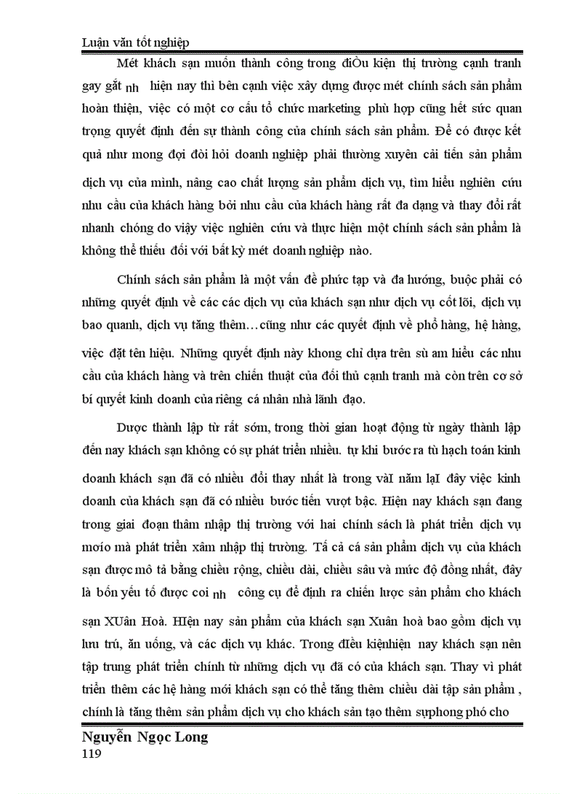 image for page Hoàn thiện chính sách sản phẩm tại khách sạn Xuân Hoà