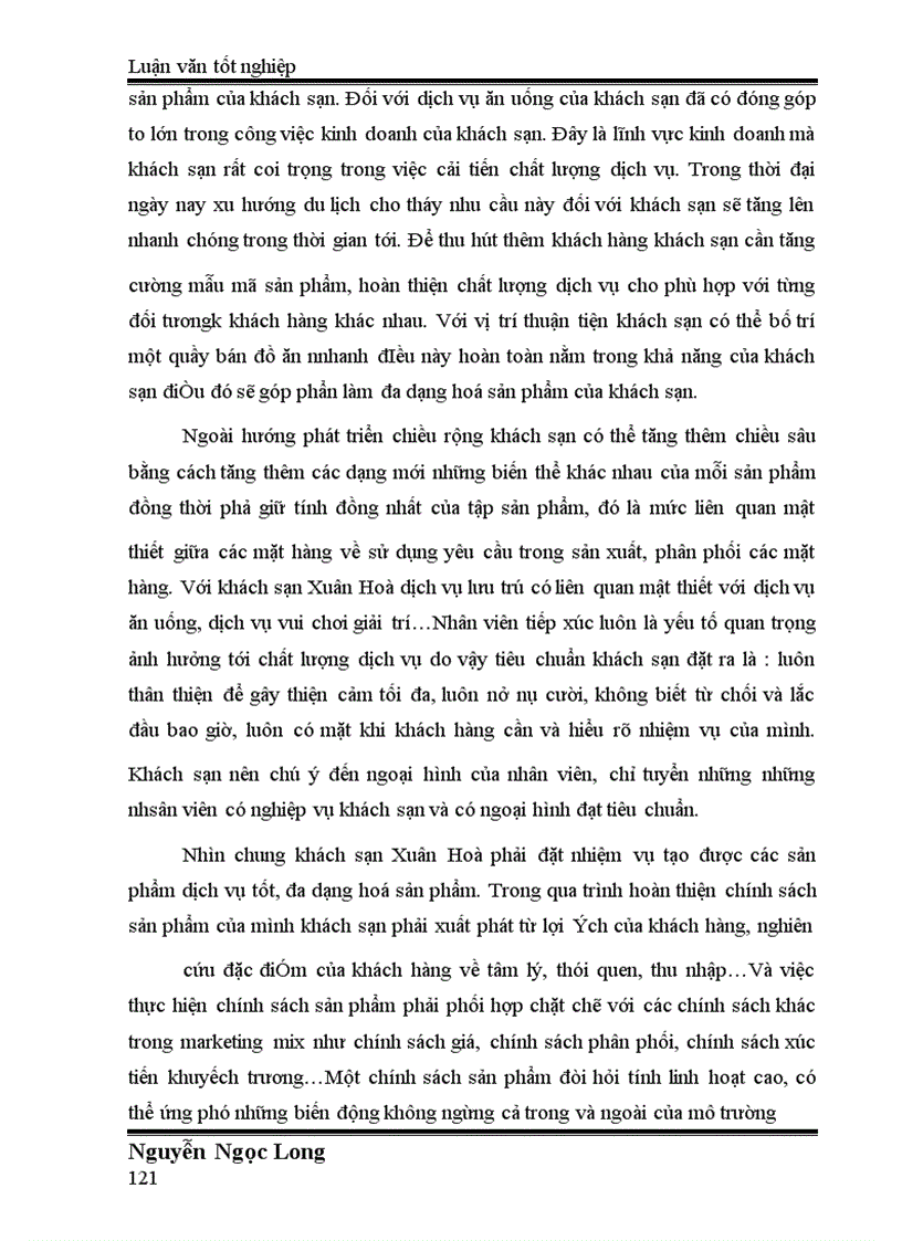 image for page Hoàn thiện chính sách sản phẩm tại khách sạn Xuân Hoà