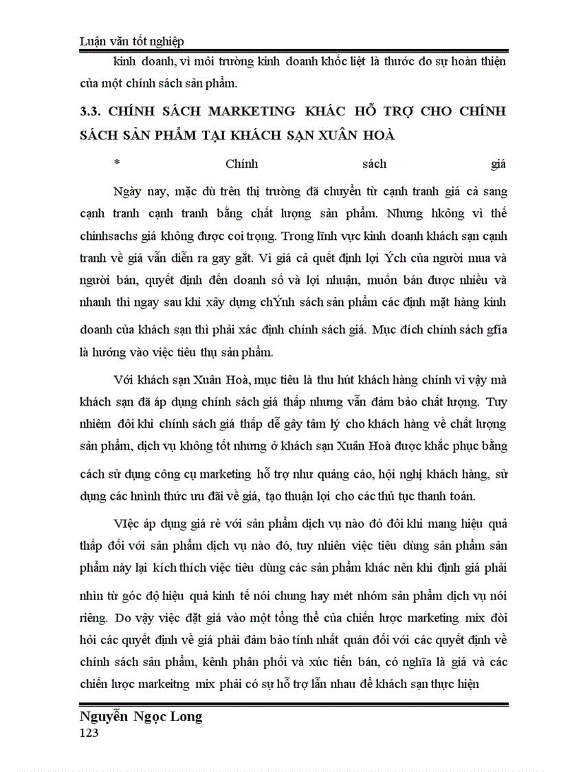 image for page Hoàn thiện chính sách sản phẩm tại khách sạn Xuân Hoà