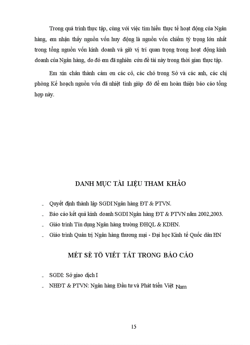 image for page Báo cáo thực tập tại Sở giao dịch I NHĐT & PTVN