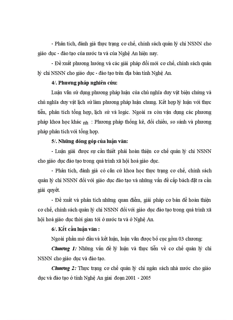 image for page Cơ chế quản lý chi ngân sách nhà nước cho giáo dục và đào tạo ở tỉnh Nghệ An giai đoạn 2001 - 2005