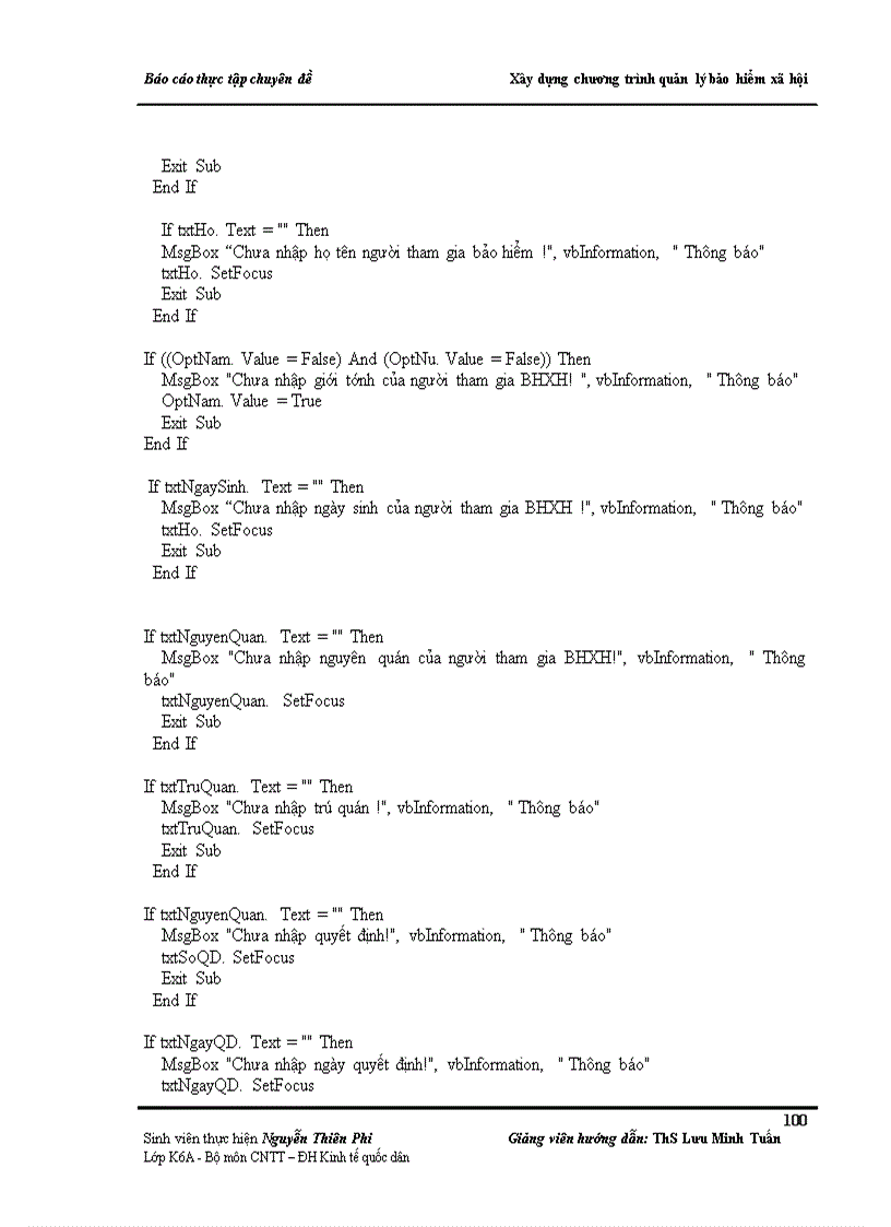 image for page Thực tập chuyên đề Xây dựng chương trình quản lý bảo hiểm xã hội 19