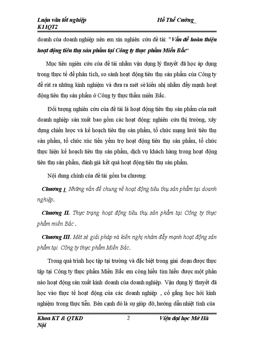 image for page Vấn đề hoàn thiện hoạt động tiêu thụ sản phẩm tại Công ty thực phẩm Miền Bắc