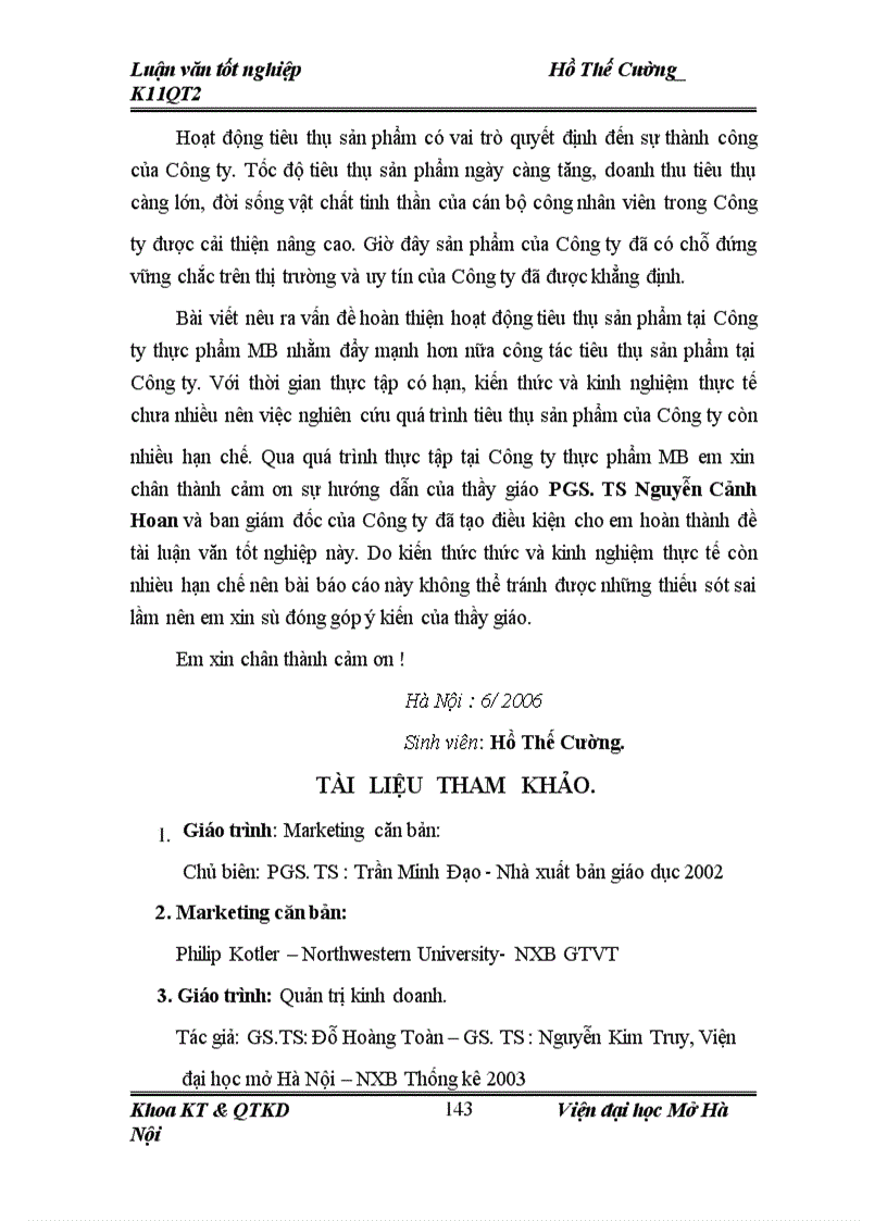 image for page Vấn đề hoàn thiện hoạt động tiêu thụ sản phẩm tại Công ty thực phẩm Miền Bắc