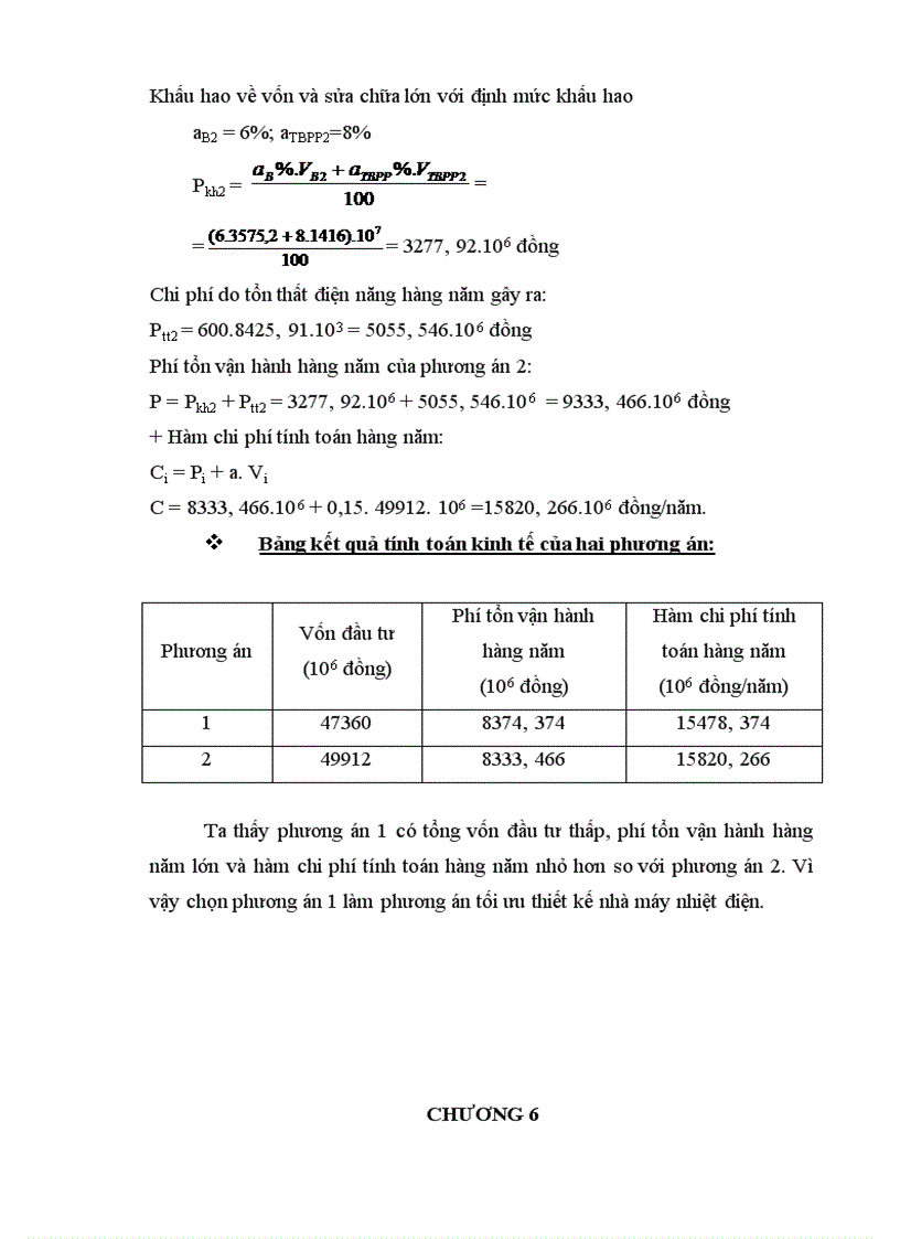 image for page Tính toán kinh tế – kỹ thuật lựa chọn phương án