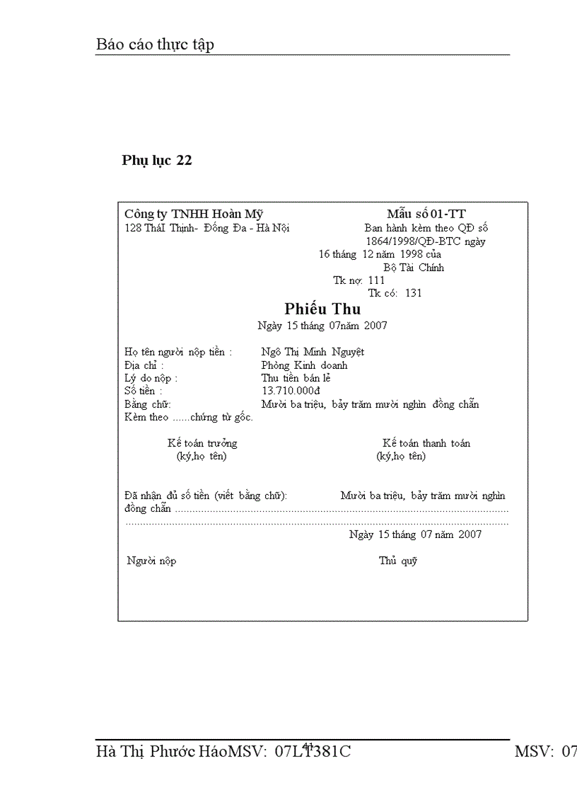 image for page Thực tập Báo cáo thực tập tại Công ty TNHH Hoàn Mỹ