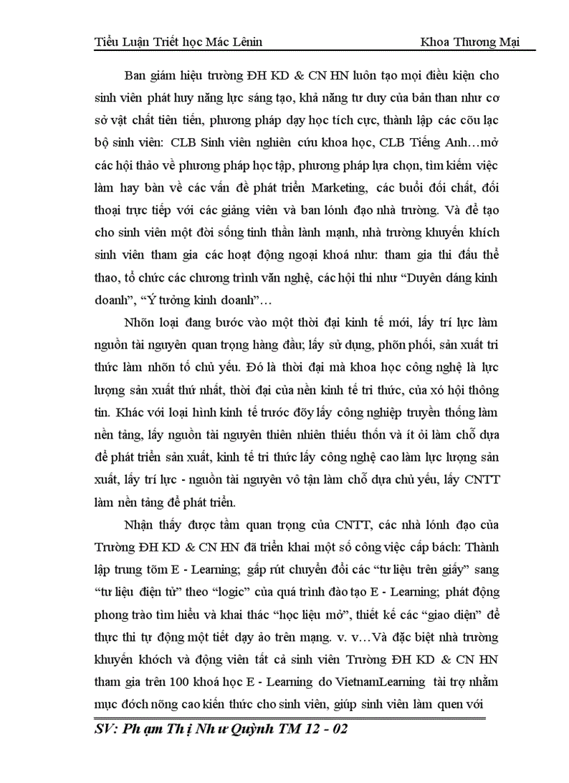 image for page Nhận thức của lãnh đạo trường ĐH KD&CNHN về nền KTTT.