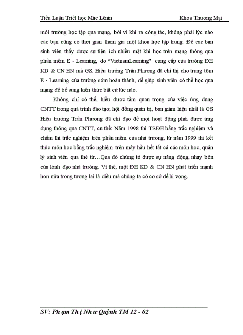 image for page Nhận thức của lãnh đạo trường ĐH KD&CNHN về nền KTTT.