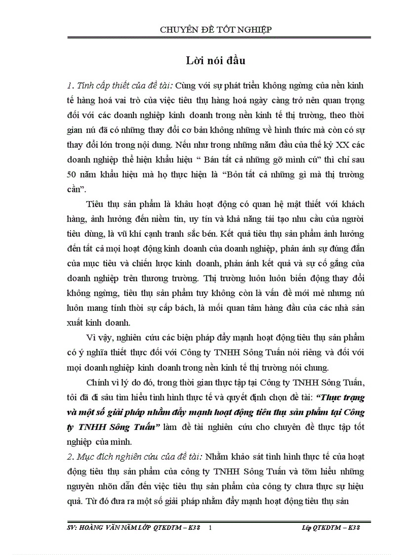image for page Thực trạng và một số giải pháp nhằm đẩy mạnh hoạt động tiêu thụ sản phẩm tại Công ty TNHH Sông Tuấn