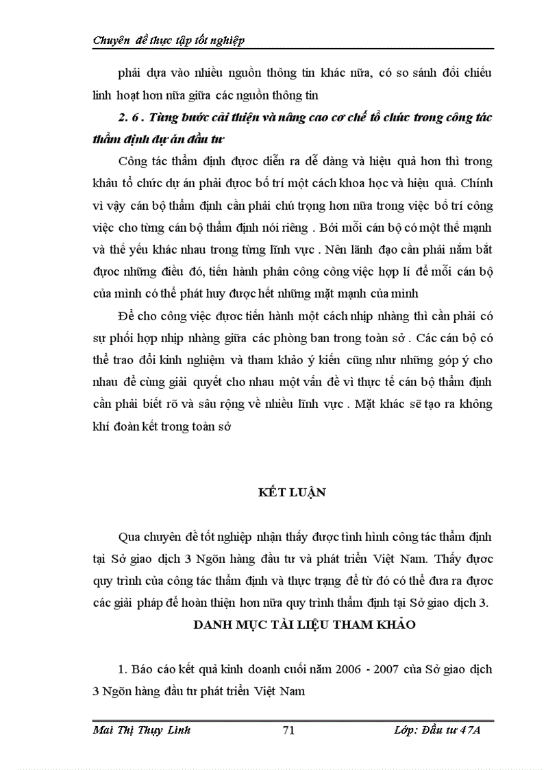 image for page Thẩm định dự án tại sở giao dịch 3 ngân hàng đầu tư và phát triển Việt Nam .Thực trạng và giải pháp