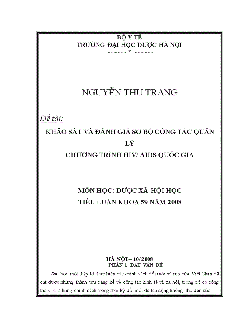 image for page Khảo sát và đánh giá sơ bộ công tác quản lý chương trình hiv
