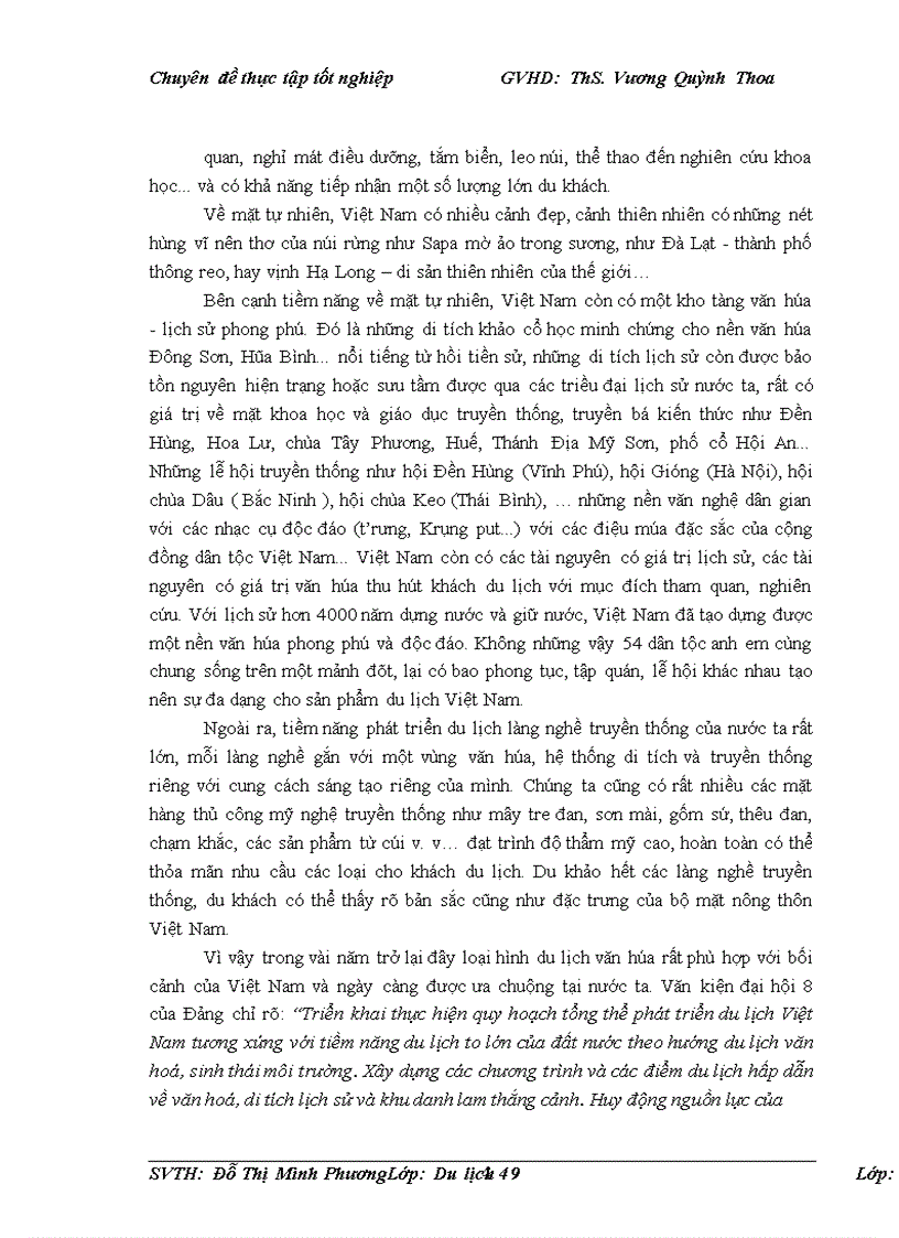 image for page Phát triển du lịch văn hóa tại Thái Bình LỜI MỞ ĐẦU Theo tổ chức Du lịch thế giới UNWTO