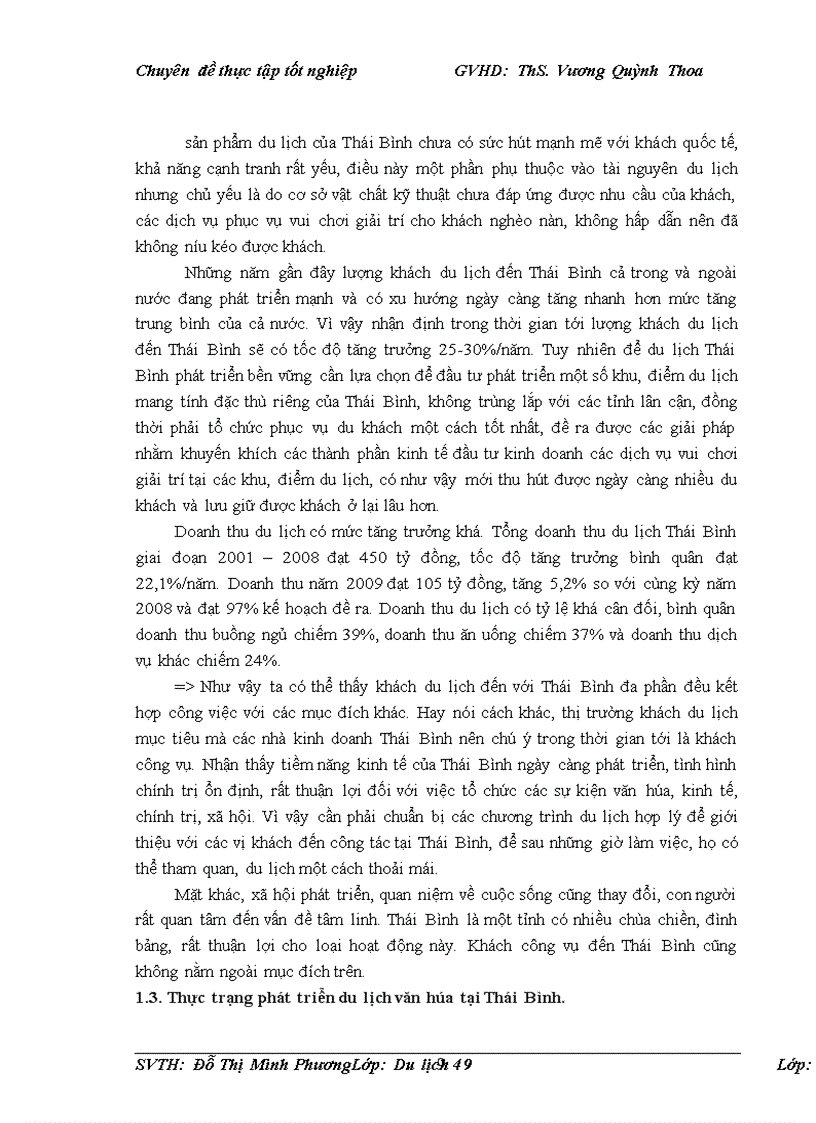 image for page Phát triển du lịch văn hóa tại Thái Bình LỜI MỞ ĐẦU Theo tổ chức Du lịch thế giới UNWTO