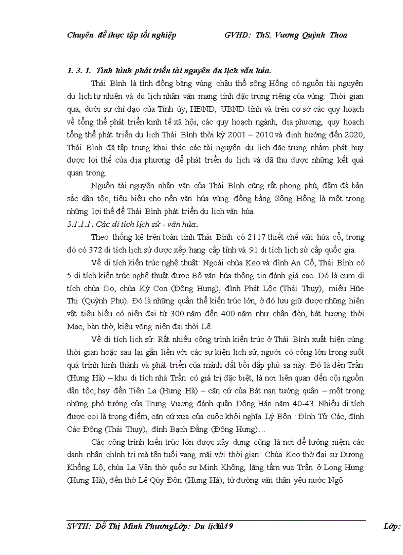 image for page Phát triển du lịch văn hóa tại Thái Bình LỜI MỞ ĐẦU Theo tổ chức Du lịch thế giới UNWTO