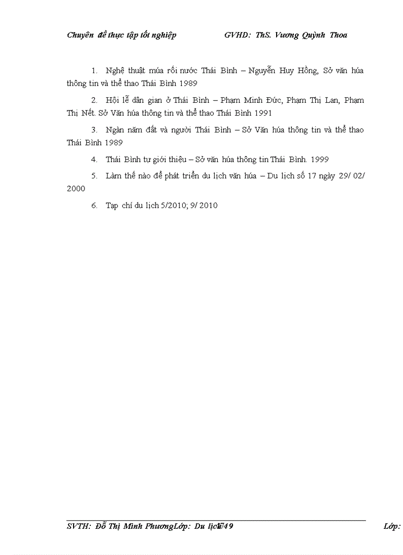 image for page Phát triển du lịch văn hóa tại Thái Bình LỜI MỞ ĐẦU Theo tổ chức Du lịch thế giới UNWTO