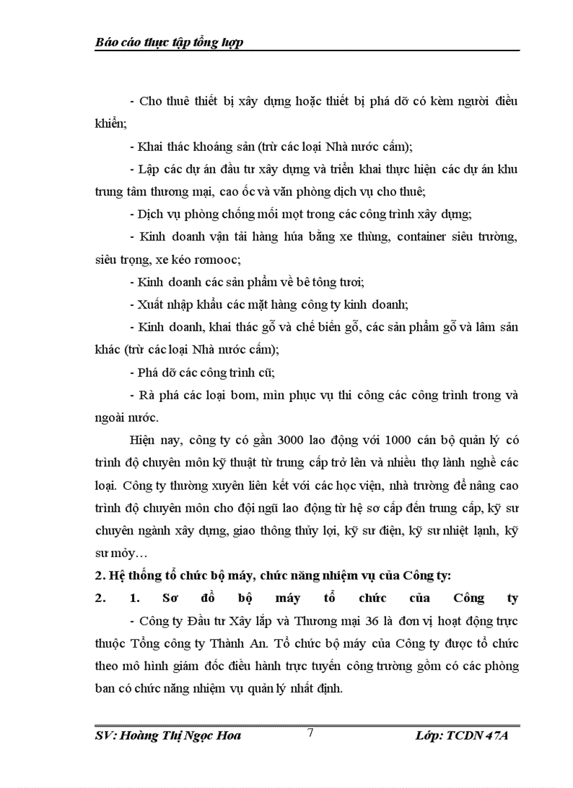 image for page Hoạt động sản xuất kinh doanh và kết quả đạt được Công ty trách nhiệm hữu hạn Nhà nước một thành viên Đầu tư xây lắp và thương mại 36.